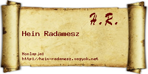 Hein Radamesz névjegykártya
